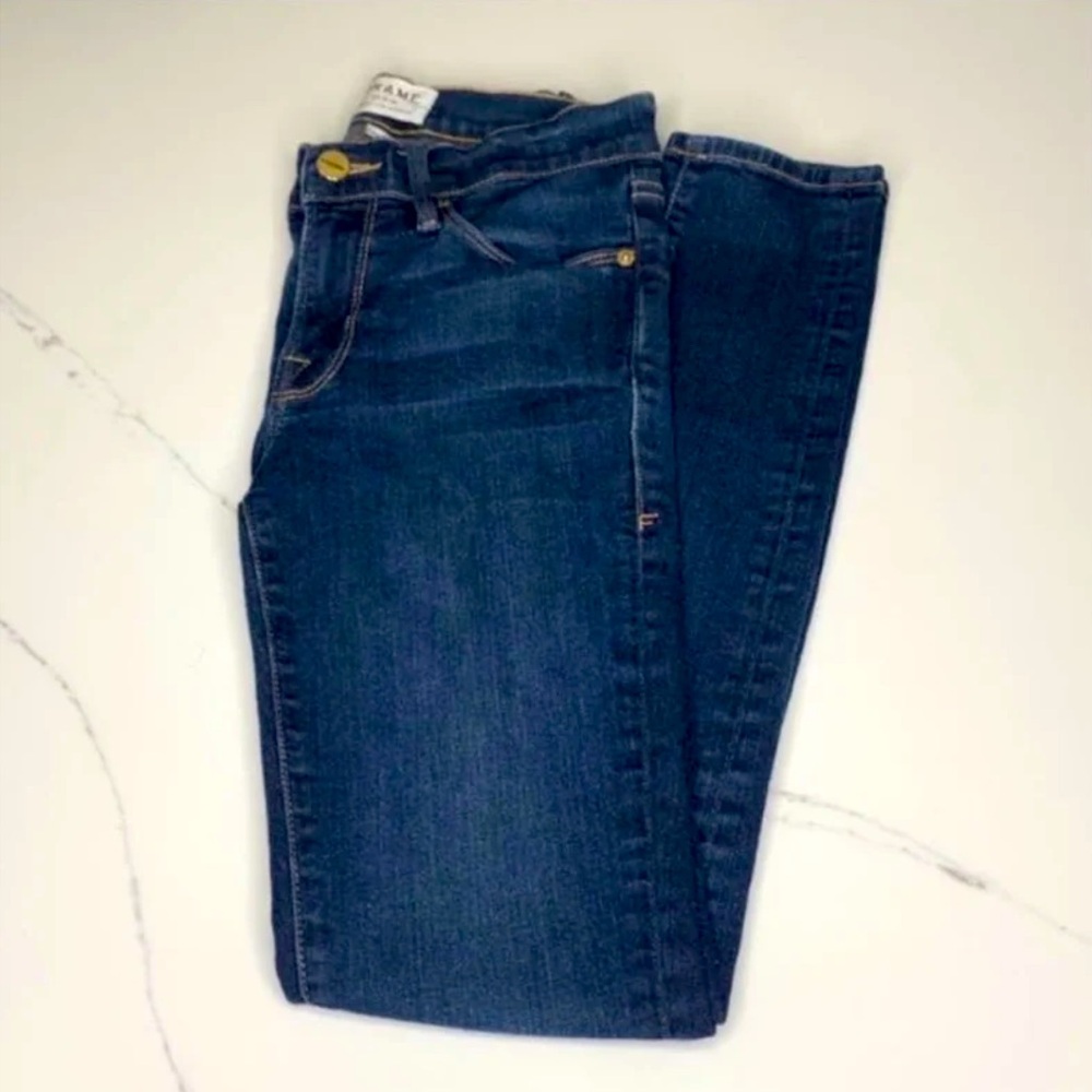 Frame Denim Queens Way Dark Wash Skinny Jeans